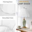 Scalloped Lamp Shades Set of 2, White Lamp Shade with Petal Edge Braid, 6.1"Top x 13"Bottom x 9.6"High, Bell Lamp Shades for Table Lamps Floor Lamps, Spider, Harp Holders Included, Easy Assembly