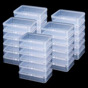 30 Pcs Clear Plastic Beads Storage Containers Box with Lids Mini Square Small Plastic Containers for Beads,Jewelry,Tools,Craft Supplies,Flossers,Fishing (4.1 x 3 x 1 Inch