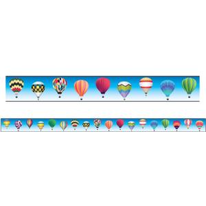 Charles Leonard Borders/Trims, Magnetic, Rectangle Cut, 1.5" x 24", Hot Air Balloon Theme, 12/Bag