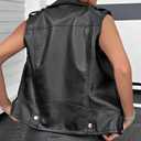 Women's Faux Leather Motorcycle Vest Black Sleeveless Biker Jacket with Zipper Pockets Casual Street Style Outerwear
