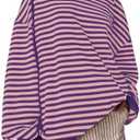 Darong Women Oversized Striped Color Block Long Sleeve Crew Neck Sweatshirt Casual Cotton Pullover Sweatshirts Fall Cloth, Medium 