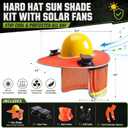 Hard Hat Sun Shade with Dual Solar Fans, Neck Cover & Arm Sleeves | Hard Hat Visor Sunshade Full Brim Set, Summer Protection Accessories for Construction, Gardening & Outdoor Work