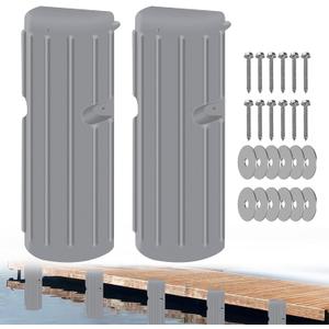 Dock Bumper Fender - Heavy Duty Boat Dock Bumpers for Edge & Side - Marine Fender Guard - Vertical Dock Protection with Stainless Steel Hardware - 2 Pack - Gray