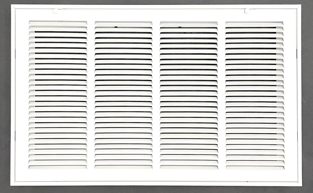 24" W x14 H Stamped face Steel Filter Return Grille White Powder Coating with Frame Overall Outside Dimension 26.6"x16.6" (Fits 24" x 14" Duct Opening)