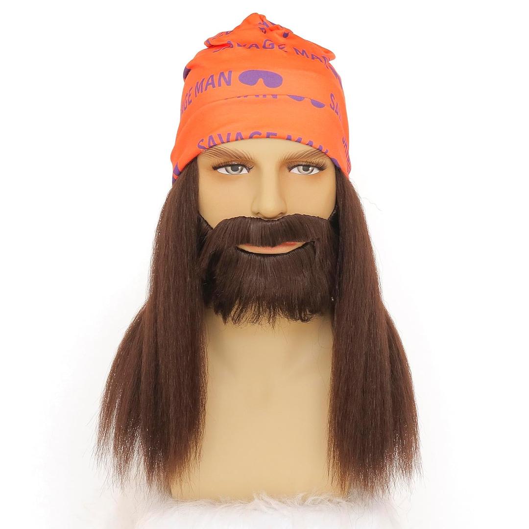 Long Fluffy Straight Heat Resistant Fiber Costume Halloween Cosplay Beard Men Women Wig