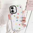 NITITOP Compatible with iPhone 16 Case Cute Clear for Women Girls Colorful Love Heart Pattern Ultra Slim with Bumper Protector Soft TPU Anti-Yellow Protective Cover - Colorful Heart