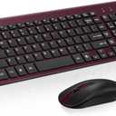 cimetech EasyTyping KF10 Wireless Keyboard and Mouse Combo, [Silent Scissor Switch Keys][LaborSaving Keys] Ultra Slim Wireless Computer Keyboard and Mouse, Easy Setup for PC/Laptop/Windows  Wine Red