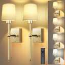 TOOWELL Battery Operated Wall Sconce Set of 2, Gold Rechargeable Wall Lights Fixtures 8000mAh Dimmable LED with Remote Wireless Wall Lamps Timer for Bedroom Hallway Bathroom Living Room Decor