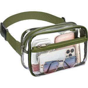 Veckle Clear Fanny Pack - Stadium Approved Clear Belt Bag for Women Large Transparent Waist Bag Crossbody with Adjustable Strap for Sports Events, Concerts, Green