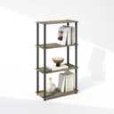 Furinno Turn-N-Tube Book Shelf, 4-Tier Bookshelf, Bookcase with Multipurpose Compact Display Rack, 11.6 x 23.6 x 43.2, for Living Room, Bedroom, Home Office, French Oak/Black, 4-Tier Round Tube