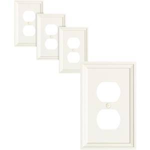 4-Pack Duplex Outlet Cover, Natural Bamboo Fiber Switch Plates and Outlet Covers, Light Almond Decorative Wall Plates for Electrical Outlets, 1 Gang Receptacle Cover, Corrosion Resistant