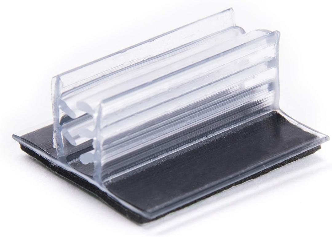 One Sign Holder, Multiple-Uses: 1" x 1" 3M Adhesive Base Sign Holders for Counters, Warehouses, and Sneeze Guards (40 Pack)