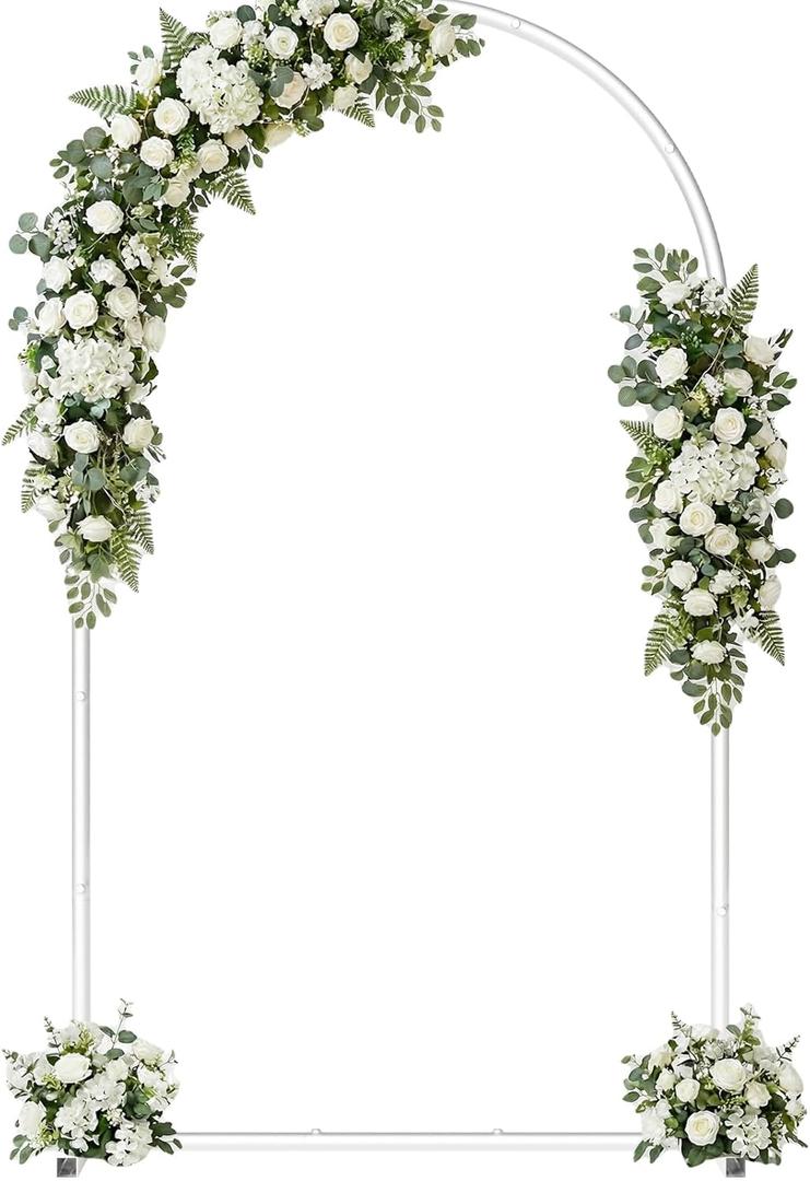 7.2FT Metal Wedding Arch Backdrop Stand,Stable Wedding Arch Frame for Wedding Ceremony Birthday Party Baby Shower Graduation Anniversary Floral Decoration,White
