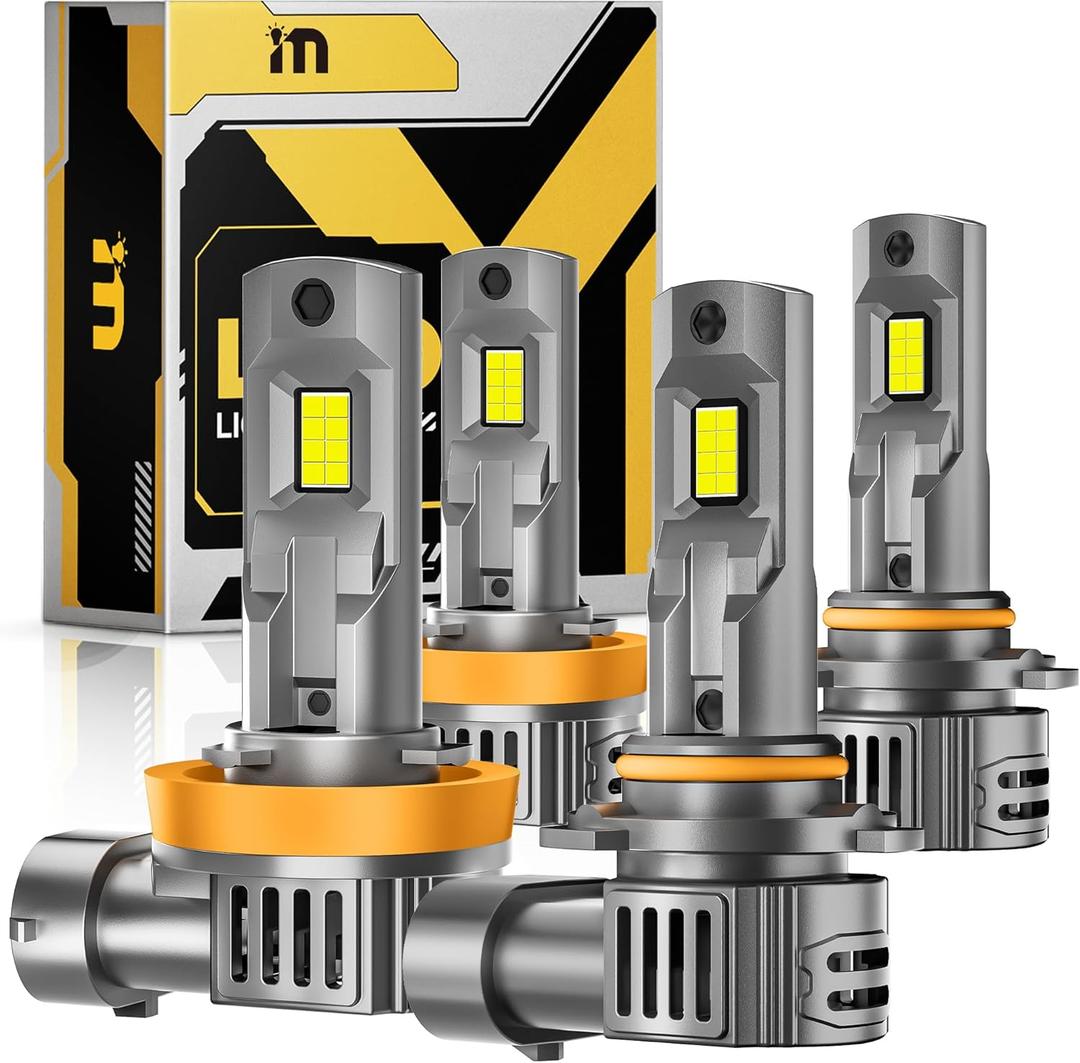 H11 9005 Fog Bulbs Combo, 32000lm 800% Brighter Real 1:1 Mini Size Fog Lights Bulbs, 3 Mins Plug and Play, Pack of 4
