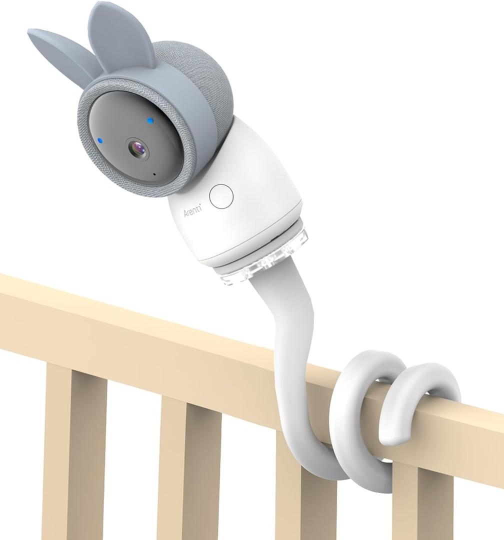 Arenti Baby Monitor Mount, Flexible Baby Camera Holder for AInanny B2 A4 D3 P2Q, Crib Clip Bracket with Adjustable Angle, Easy Installation for Nursery Monitoring
