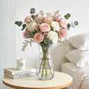 8 inch Clear Glass Flower Vases,Mom Gifts Mothers Day for Wife from Daughter Son,Birthday Gifts for Mom,Centerpiece Table Home Indoor Desk Decor