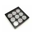 HLLMX 1 PCS Empty Eyeshadow Palette Portable Square Eyeshadow Box 9 Grids Cosmetics Storage Organizer 20mm Round Metal Pans for Eyeshadow Lipstick Blush Powder Pigment (Black)