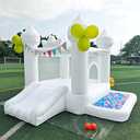 9FT White Bounce House Inflatable Toddler Bouncy House for 3-6 Age Kids | Inflatable Castle for Indoor and Outdoor Suitable for Family Gatherings Holiday Decorations Photography (Includes Blower)