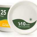 WELLIFE 10 Inch Paper Plates, 125-Pack 100% Compostable Heavy Duty Disposable Plates Bulk, Biodegradable Bagasse, Eco-Friendly, PFAS-Free | BPI Certified | Microwaveable (White)