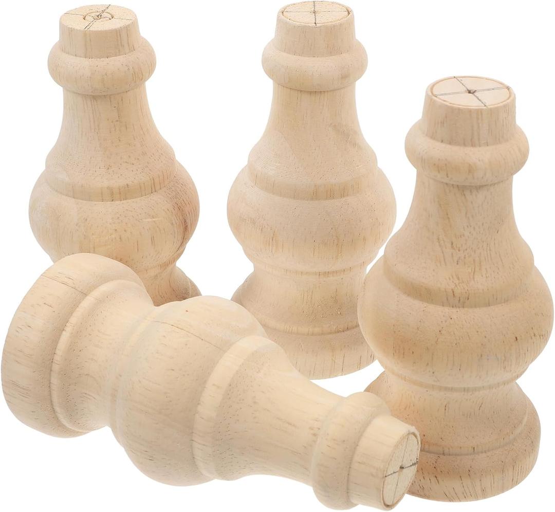 DOITOOL 4pcs Solid Wood Cabinet Legs 6x12cm Unfinished Replacement Sofa Feet Wooden Furniture Legs for Tables Sofas Cabinets Modern Home Use