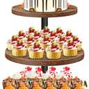 Cupcake Stand, 3 Tier Large Cupcake Stand for 50 Cupcakes Rustic Dessert Table Display Set Wood Cupcake Tower Cake Stand Tiered Tray Stand for Wedding Birthday Baby Shower 1 Pack