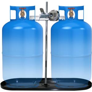 RV Dual Propane Tank Mounting Rack with Locking Device for 40lb,30lb and 20ld Tanksfor Camper and Travel Trailers with Different Connecting Pipes, (Black Lock)