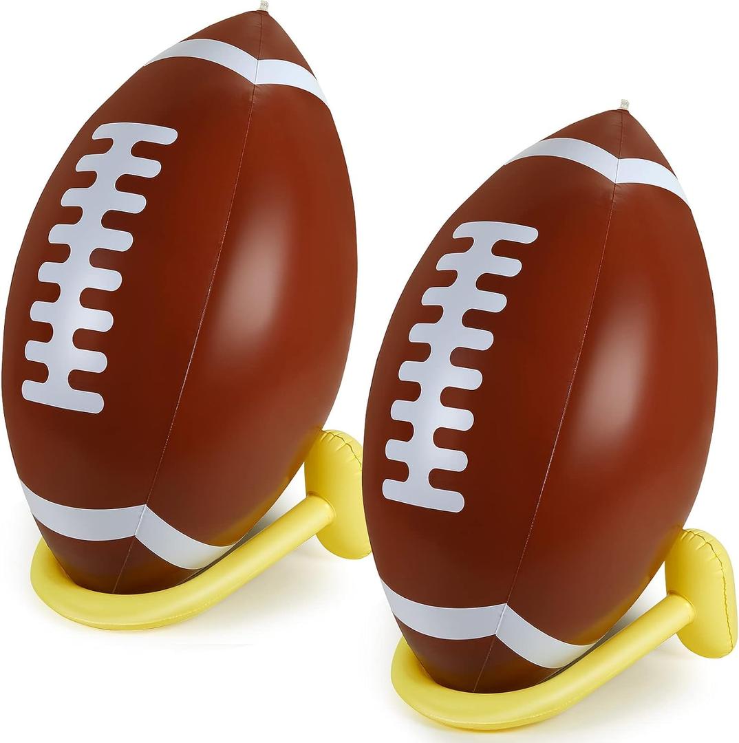 Sanwuta 1 Pcs 37" Giant Jumbo Inflatable Football with Tee Set Inflatable Football Party Supplies Birthday Party Game Tailgate Decorations
