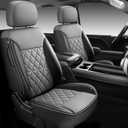 Custom Napa Leather Seat Covers for Chevy Silverado & GMC Sierra Crew Cab, 46-Split Flat Rear Bench Design, Compatible with 2019-2026 1500 and 2020-2026 2500HD 3500HD(Full Set, Black&Gray)