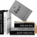 Menkxi 6 Aesthetic Decorative Books Set with Tassel Wood Bead Motivational Table Decor Encouragement Faux Book with Inspirational Design for Home Coffee Table Modern Decoration Photo Storage Box