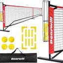Pickleball Net, 22 FT Pickleball Net for Driveway, Regulation Size Portable Pickle Ball Net for Outdoor Backyard, Steady Metal Frame with Court Marker, Ball Holder, 4 Pickleballs & Carry Bag