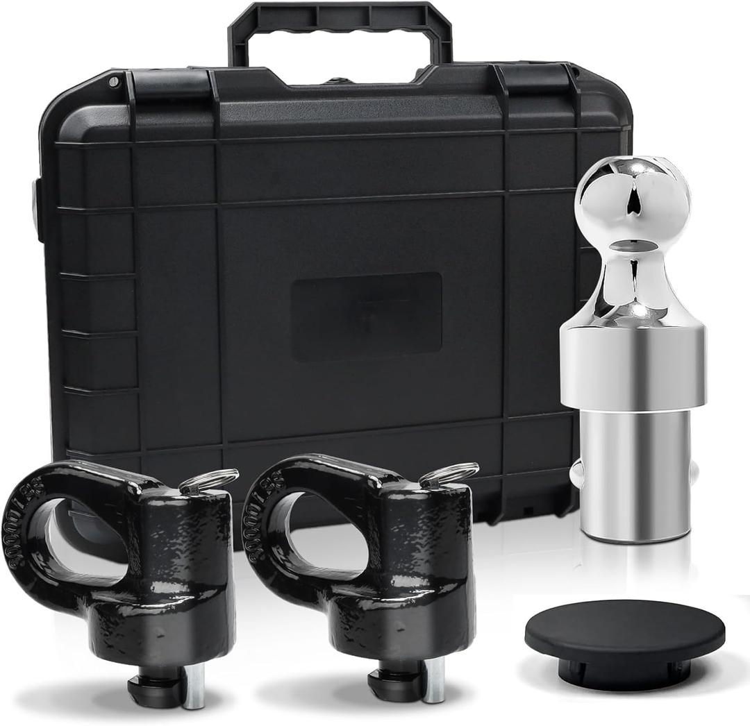 Gooseneck Hitch Ball Kit - 60692 Puck System with 2-5/16-Inch Ball and 2 Gooseneck Safety Chain Anchors Fits for 2013-2024 Ford F250 F350 F450 and Fits for 2016-2024 Silverado Trucks