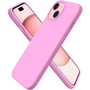 ORNARTO Compatible with iPhone 15 Case 6.1, Slim Liquid Silicone 3 Layers Full Covered Soft Gel Rubber Phone Case, Anti-Scratch Shockproof Protective Cover 6.1 Inch, Cherry Blossom