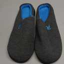 VeraCosy Women's Two-Tone Slippers Soft Comfy Knit Memory Foam Non-slip Indoor Outdoor House Shoes (9-10, Charcoal Cobalt)