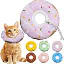 Seyezo Cat Cone Collar Soft, Adjustable Cat Recovery Collar Kitten Cones to Stop Licking, Cute Donut E Collar After Surgery, Cats Neck Pillow Cone Elizabethan Cones of Shame (Waterproof Purple, Small)