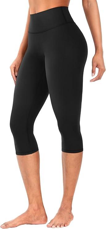 YEOREO Ease Womens Workout Capri Leggings 17" No Front Seam High Waisted Hidden Scrunch Gym Yoga Pants, XS