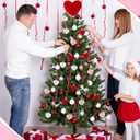 37 Pcs Valentine's Day Tree Decorations Large Heart Tree Toppers 12.2 Inch with 36 Pcs Heart Velvet Ornaments Trees Decorations for Home Valentines Party Romantic Wedding Decor