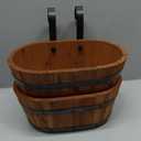 Hanging Wooden Flower Pots, Railing Planter for Any Balcony, Porch or Deck Countryside Style with Detachable Hooks for Garden Yard Home Decor (Brown)