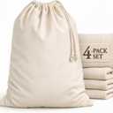Urban Villa Laundry Bags 4-Pack 28x36" Extra-Large Cotton Canvas Heavy Duty Washable Durable Travel Laundry Sacks with Drawstring Closure Reusable Hamper Liners for Dirty Clothes Delicates & Lingerie