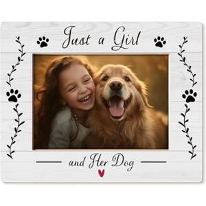 Dog Picture Frame 5x7, Dog Mom Gifts Photo Frame 4x6, Just a Girl and Her Dog, Dog Gifts for Women, Dog Gifts for Dog Lovers, Gifts for Dog Owners, Dog Lover Gifts for Women