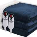 Heated Blanket Electric Blanket Queen Size 84''x90'' with 9 Heating Levels, 1-10 Hour Auto Shut Off, Machine Washable, Dual Controller Soft Warming Blanket for Couch, Bed, Office - Navy