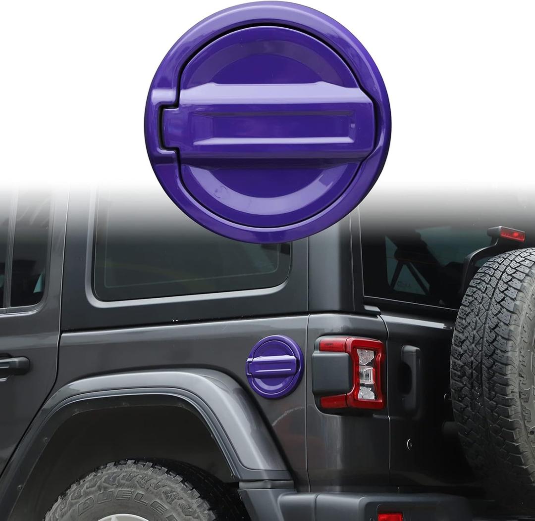 CheroCar ABS Gas Cap Cover Trim Fuel Tank Cover Decoration Kit for 2018-2021 Jeep Wrangler Accessories JL 2/4 Door (Purple)
