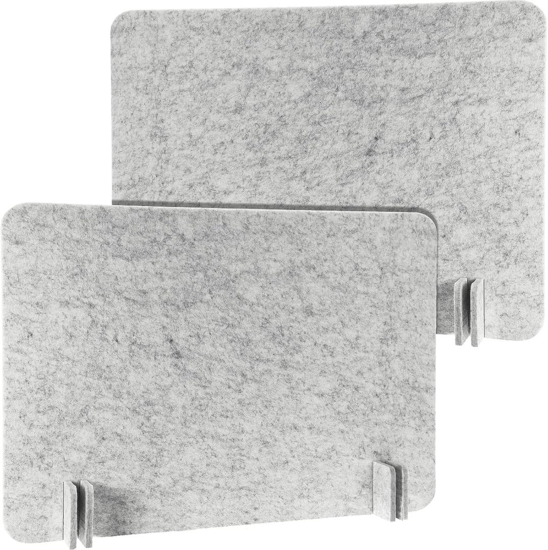 Fabbay 2 Pcs Acoustic Freestanding Desk Divider Desk Partition 16 x 24 Inch Table Freestanding Privacy Panel Visual Distraction and Noise Reducing for Office Classroom (Silver Gray)