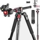FreeSea 72 inch Camera Tripod,Transverse Center Column Aluminium DSLR Tripod with 360 Degree Ball Head 15kg Load Capacity,Quick Release Plate,Detachable Monopod