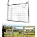 Livestock Gate 4 ft x 50 in, Wire Filled Goat & Sheep Gate, Heavy Duty PVC-Coated Steel Farm Gate with 2" x 4" Mesh, Welded Frame, Rust-Resistant for Pasture & Animal Pen,Silver
