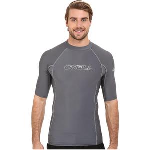 O'Neill Wetsuits Men's Basic Skins UPF 50+ Short Sleeve Rash Guard, Smoke, Small