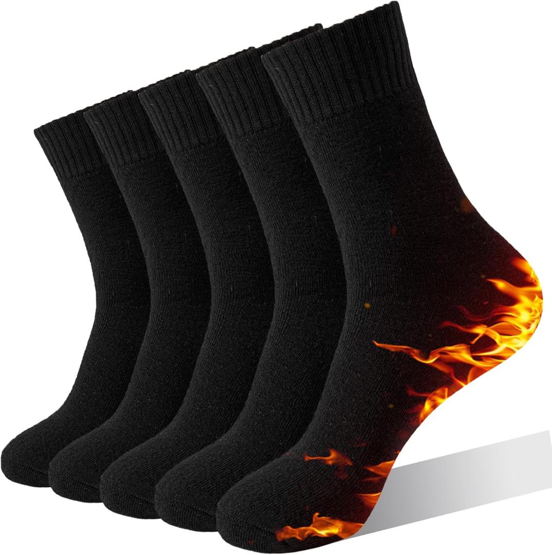 VoJoPi Winter Thermal Socks for Women - 5 Pairs Thick Warm Ladies Cozy Wool Crew Boot Socks, US 5-10
