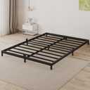 Queen Size 3" Low Profile Metal Bed Frame with Mattress Stopper | Heavy duty steel slat support, no box spring needed, noise free, easy assembly, durable metal construction
