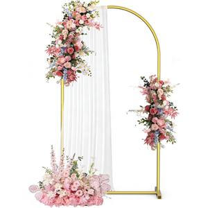 6.6 FT Wedding Arch Backdrop Stand, Gold Metal Arch Stand for Wedding Ceremony, Birthday Party, Baby Shower, Graduation, Floral Balloon Decoration