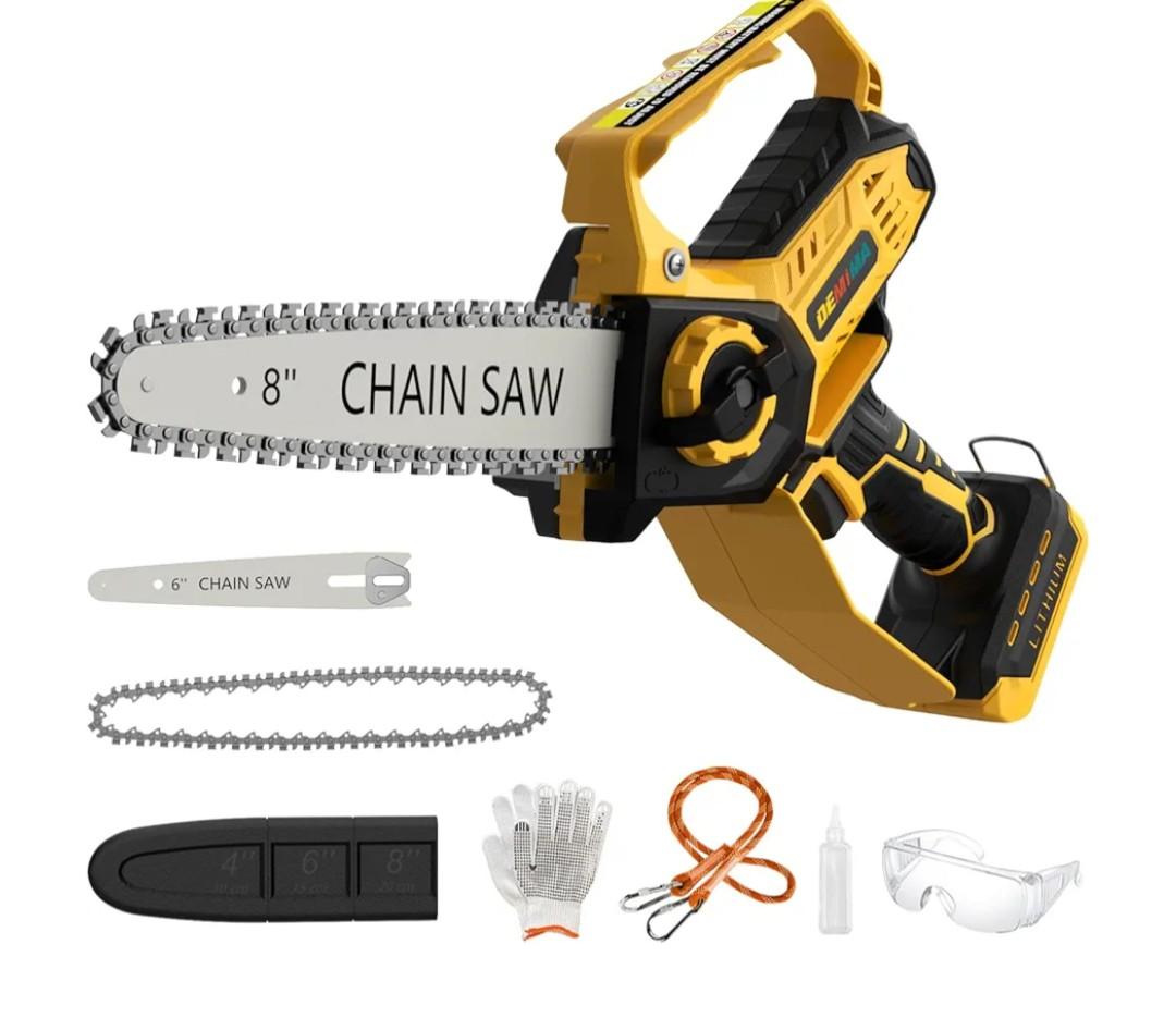 Mini Chainsaw for Dewalt 20V Max Battery, 8-Inch and 6-Inch 2-IN-1 Cordless Electric Chain saw with Brushless Motor and Auto-Oiler, 800W Hand Mini Chainsaw for Tree Pruning Wood Cutting(No Battery)