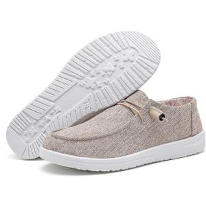 betyswear Womens Loafers Women Shoes Casual Slip-On Canvas Shoes Breathable Lightweight Boat Shoes for Women(24002-Khaki-9)